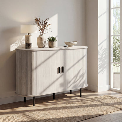 47 Inch Fluted Sideboard Buffet Cabinet, Tambour Sliding Doors, Gray Sideboards Cabinets & Buffets at Gallery Canada