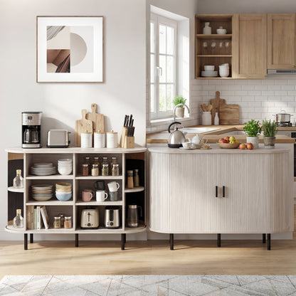 47 Inch Fluted Sideboard Buffet Cabinet, Tambour Sliding Doors, Gray Sideboards Cabinets & Buffets at Gallery Canada