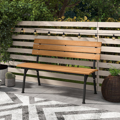 47 Inch Outdoor Acacia Wood Bench with Metal Frame and Slatted Seat Outdoor Benches at Gallery Canada