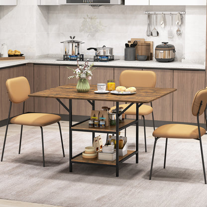 47 Inch Rectangular Dining Table, 2 Storage Shelves, Brown Dining Tables at Gallery Canada