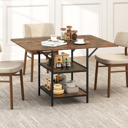 47 Inch Rectangular Dining Table, 2 Storage Shelves, Brown Dining Tables at Gallery Canada