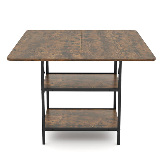 47 Inch Rectangular Dining Table, 2 Storage Shelves, Brown Dining Tables Rustic Brown at Gallery Canada