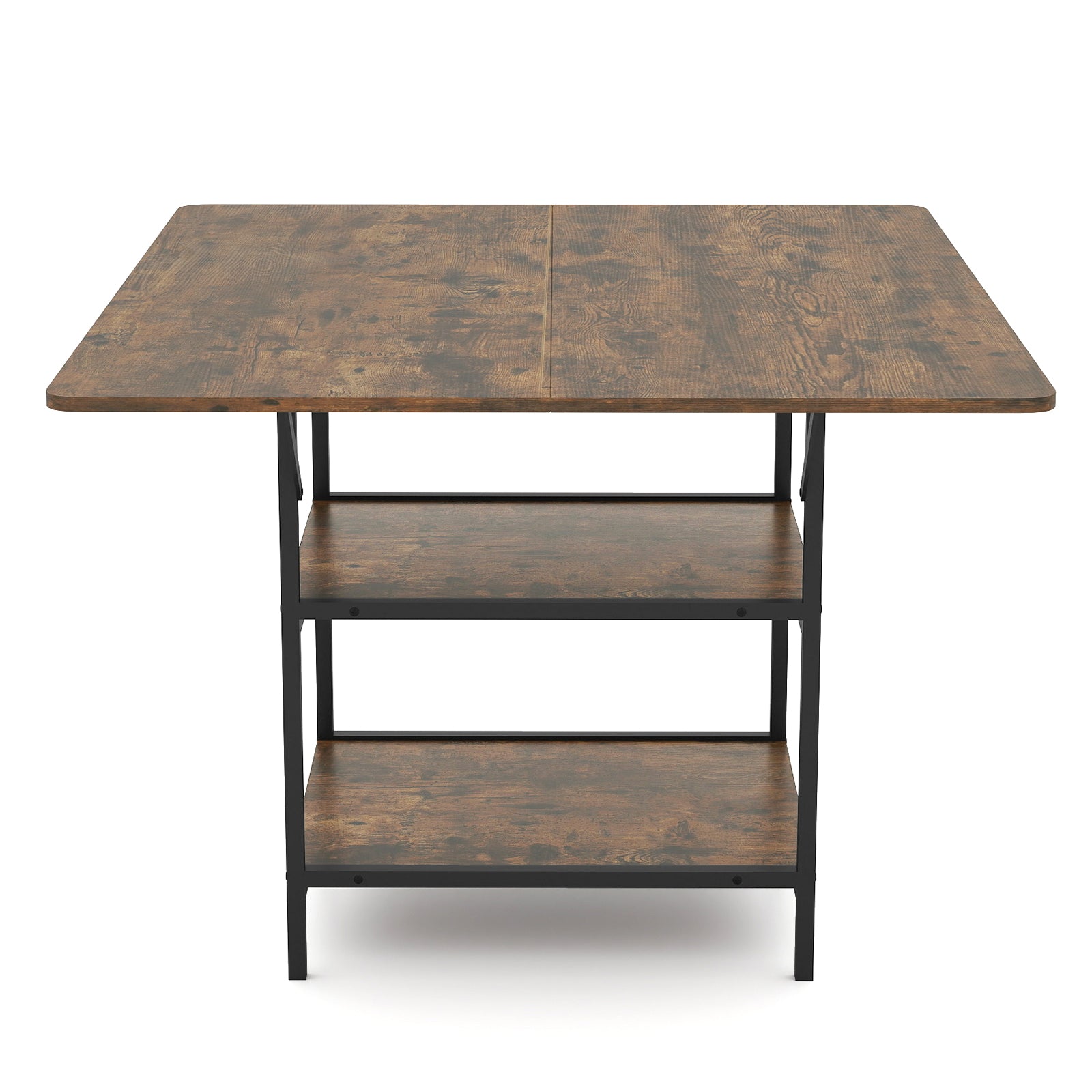 47 Inch Rectangular Dining Table, 2 Storage Shelves, Brown Dining Tables Rustic Brown at Gallery Canada