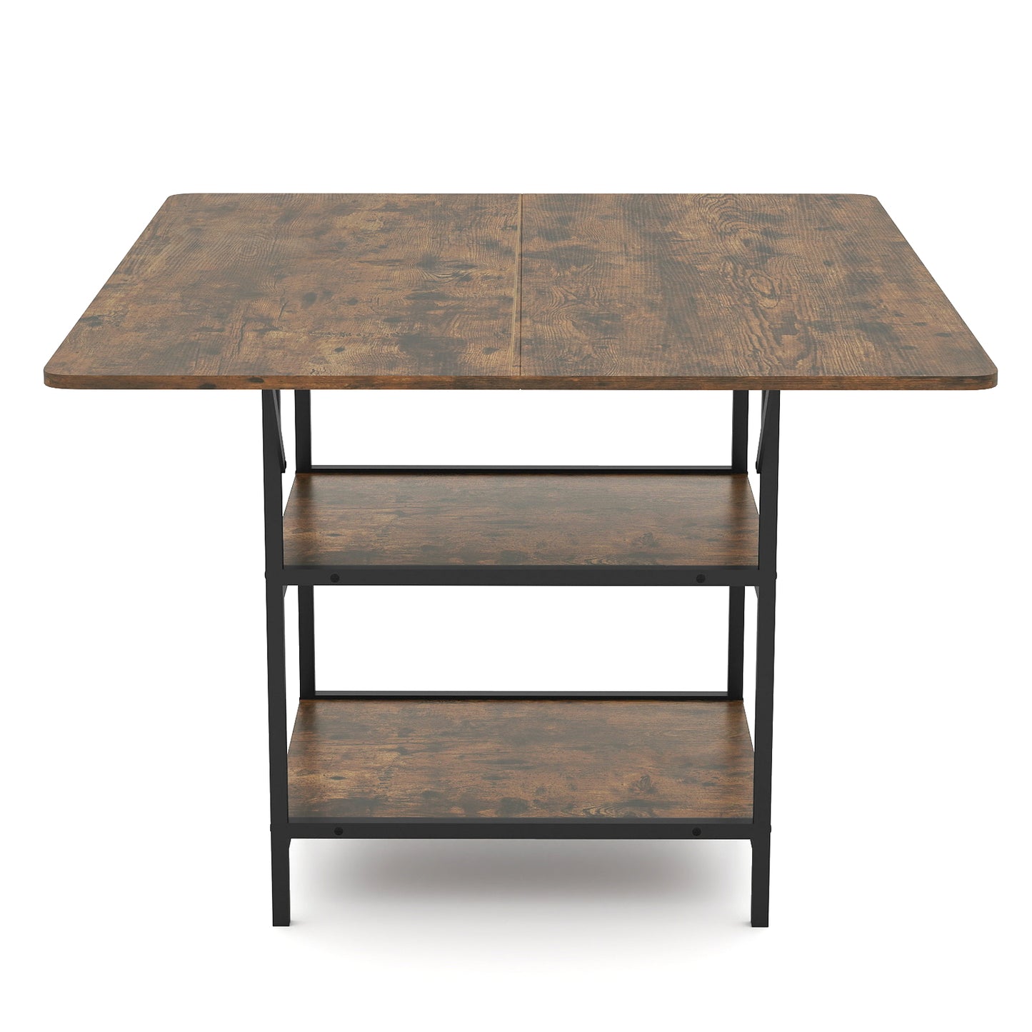 47 Inch Rectangular Dining Table, 2 Storage Shelves, Brown Dining Tables Rustic Brown at Gallery Canada