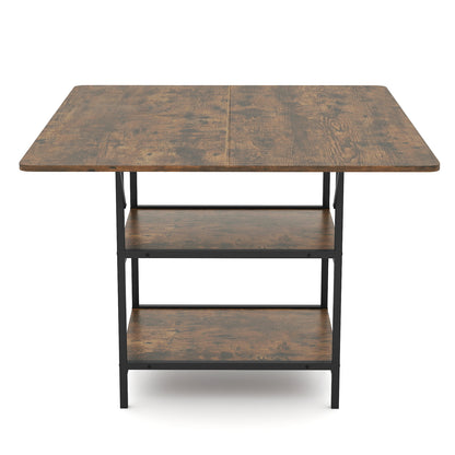 47 Inch Rectangular Dining Table, 2 Storage Shelves, Brown Dining Tables Rustic Brown at Gallery Canada