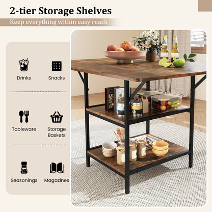 47 Inch Rectangular Dining Table, 2 Storage Shelves, Brown Dining Tables at Gallery Canada