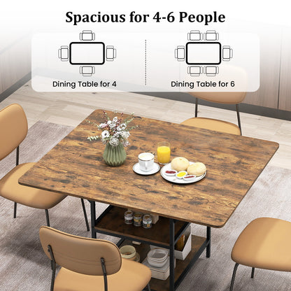 47 Inch Rectangular Dining Table, 2 Storage Shelves, Brown Dining Tables at Gallery Canada