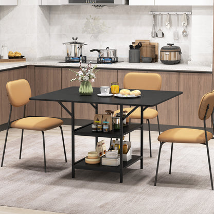 47 Inch Rectangular Dining Table, 2 Storage Shelves, Metal Legs, Black Dining Tables at Gallery Canada