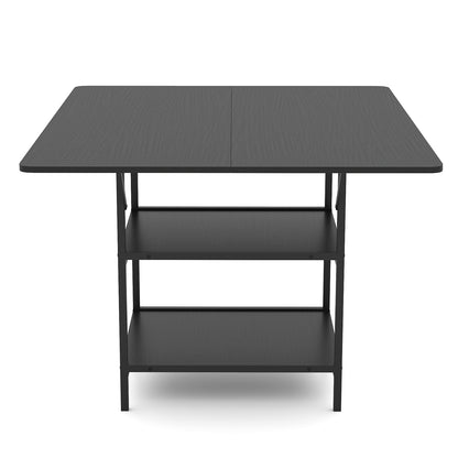 47 Inch Rectangular Dining Table, 2 Storage Shelves, Metal Legs, Black Dining Tables Black at Gallery Canada