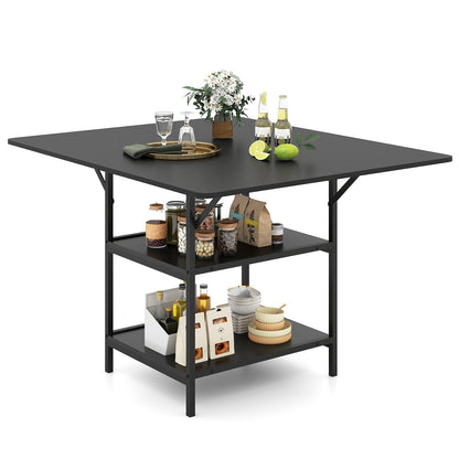 47 Inch Rectangular Dining Table, 2 Storage Shelves, Metal Legs, Black Dining Tables at Gallery Canada