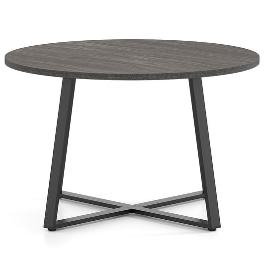 47 Inch Round Dining Table with Stable X-shaped Base and Round Thickened Tabletop-Grey, Gray Dining Tables Gray at Gallery Canada