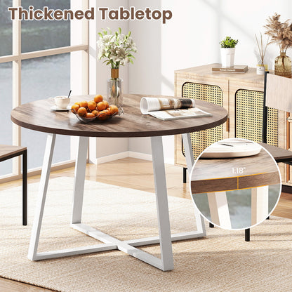 47 Inch Round Dining Table with Stable X-shaped Base and Round Thickened Tabletop, Natural Dining Tables at Gallery Canada