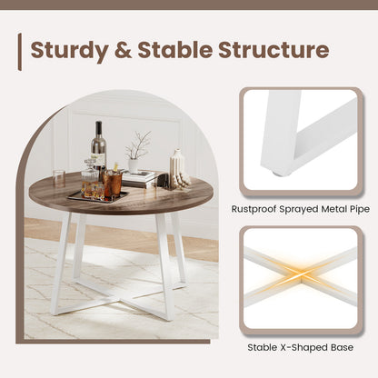 47 Inch Round Dining Table with Stable X-shaped Base and Round Thickened Tabletop, Natural Dining Tables at Gallery Canada