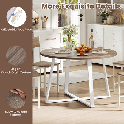 47 Inch Round Dining Table with Stable X-shaped Base and Round Thickened Tabletop, Natural Dining Tables at Gallery Canada