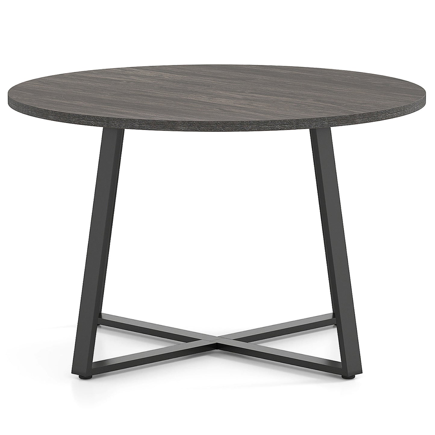 47 Inch Round Dining Table with Stable X-shaped Base and Round Thickened Tabletop-Grey, Gray Dining Tables at Gallery Canada