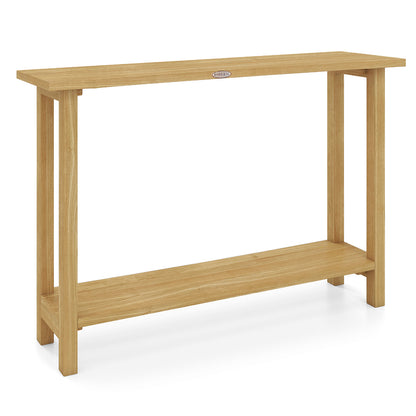 47 Inch Solid Wood Console Table, Storage Shelf, Natural, Teak Console Tables at Gallery Canada