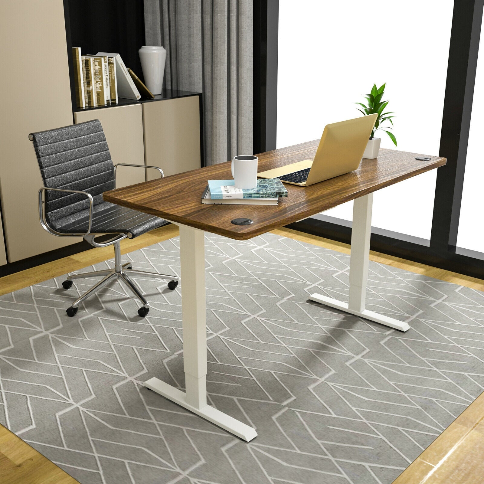 47 Inch x 30 Inch Universal Tabletop for Standard and Standing Desk Frame-M, Walnut Office Desks at Gallery Canada