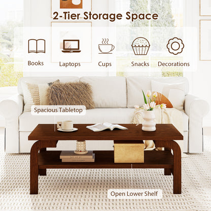 47 Inches Accent Rectangular Coffee Table for Living Room, Walnut Coffee Tables at Gallery Canada