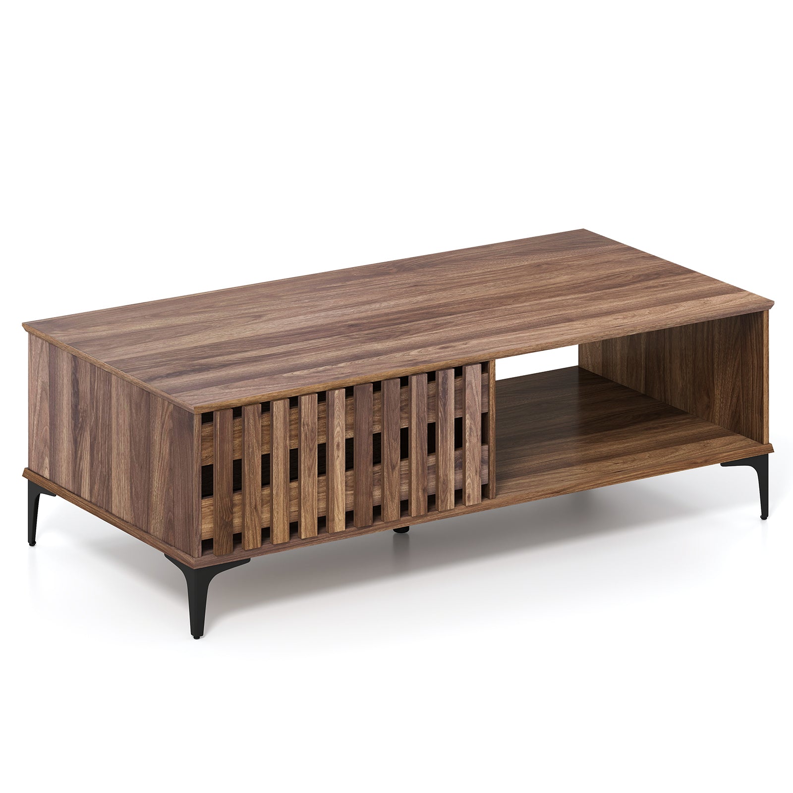 47 Inch Mid Century Coffee Table, Farmhouse Wooden Center Table, Walnut Entertainment Centers & TV Stands Walnut at Gallery Canada