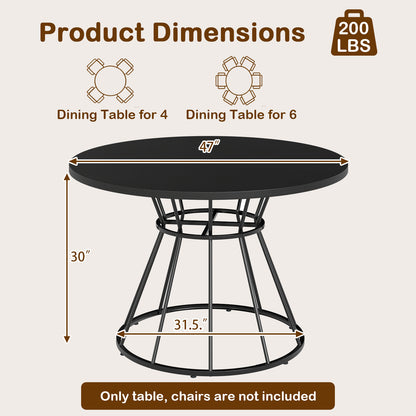 47 Inches Round Dining Table, Farmhouse Kitchen, Wooden Tabletop, Black Dining Tables at Gallery Canada