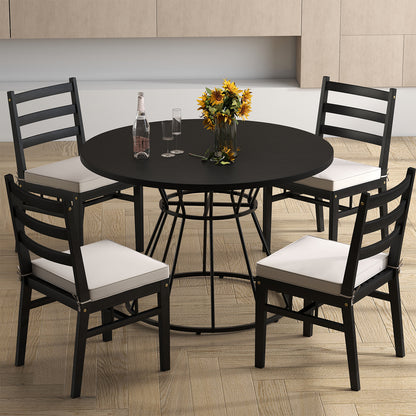47 Inches Round Dining Table, Farmhouse Kitchen, Wooden Tabletop, Black Dining Tables at Gallery Canada