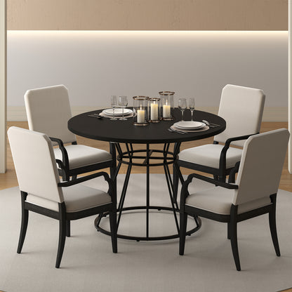 47 Inches Round Dining Table, Farmhouse Kitchen, Wooden Tabletop, Black Dining Tables at Gallery Canada