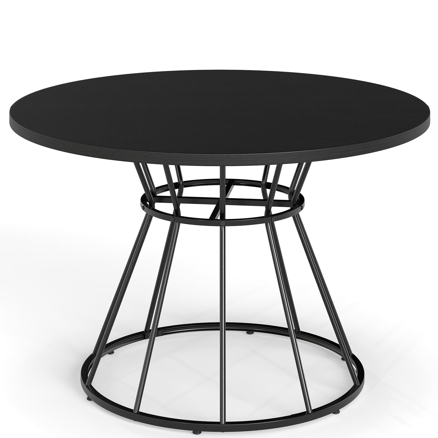 47 Inches Round Dining Table, Farmhouse Kitchen, Wooden Tabletop, Black Dining Tables at Gallery Canada