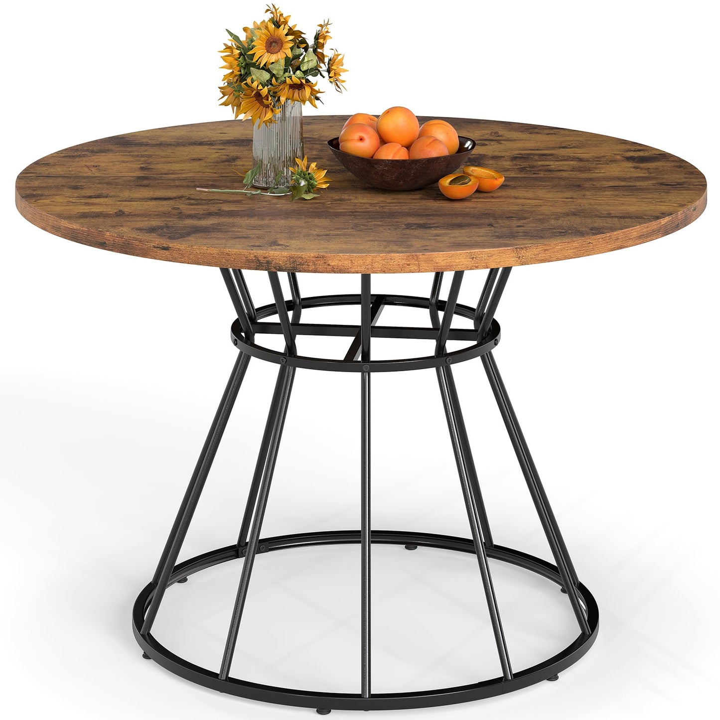 47 Inches Round Dining Table For 4, Wooden Tabletop, Brown Dining Tables at Gallery Canada