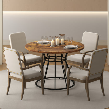 47 Inches Round Dining Table For 4, Wooden Tabletop, Brown Dining Tables at Gallery Canada