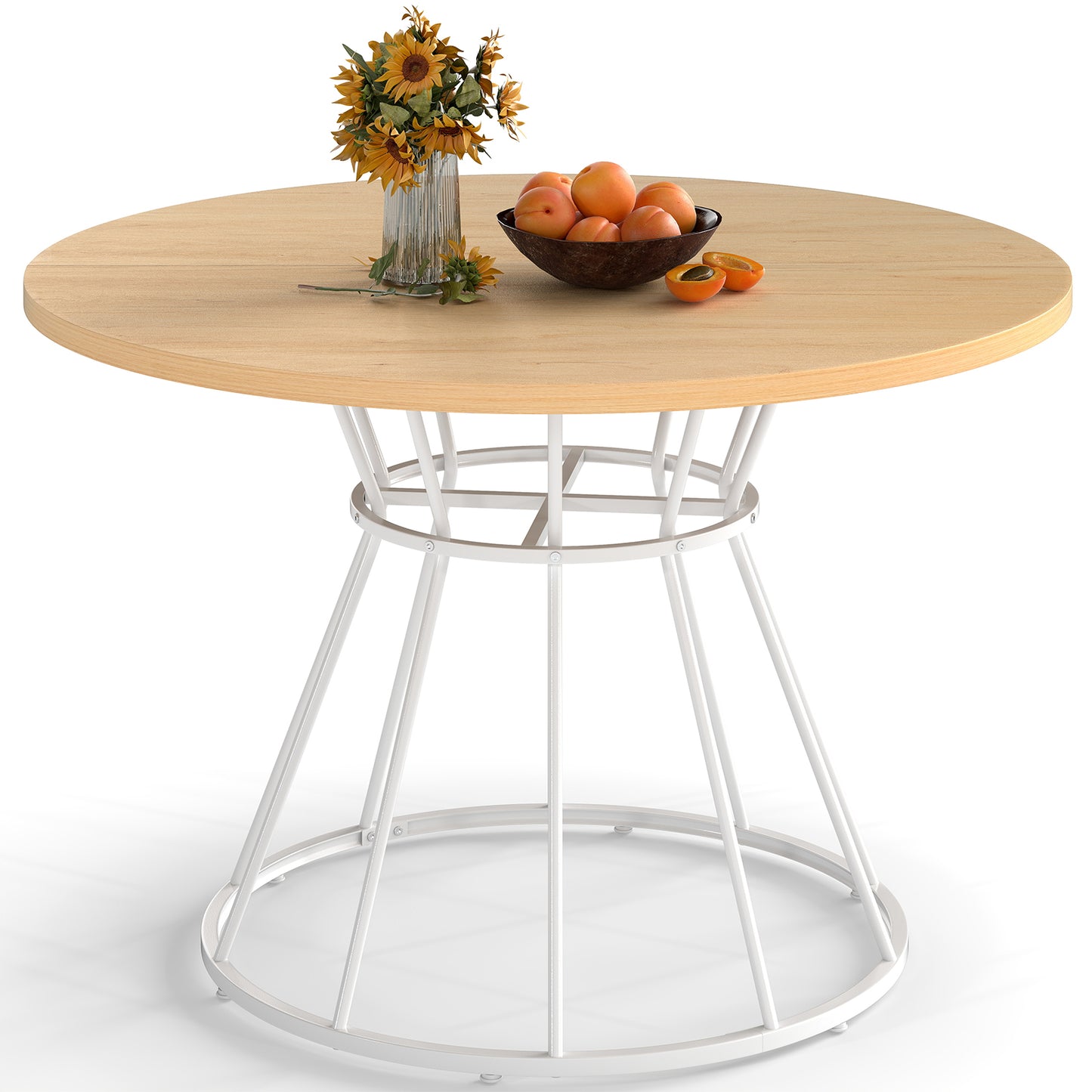 47 Inches Round Dining Table, Wooden Tabletop, Natural Dining Tables at Gallery Canada