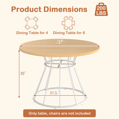47 Inches Round Dining Table, Wooden Tabletop, Natural Dining Tables at Gallery Canada