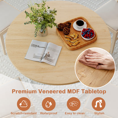 47 Inches Round Dining Table, Wooden Tabletop, Natural Dining Tables at Gallery Canada