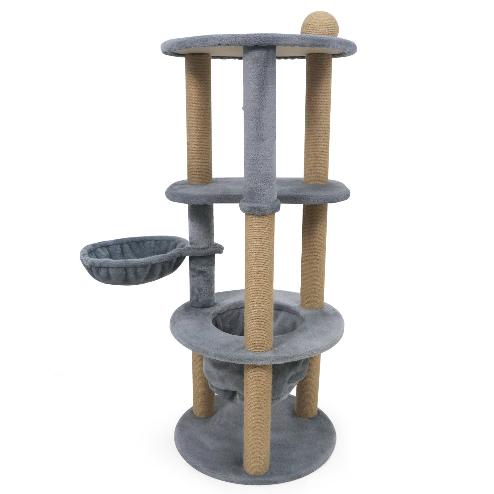 47 Inches Tall Cat Tower with Cat Nest and Scratching Posts, Gray Cat Trees Condos & Scratchers at Gallery Canada