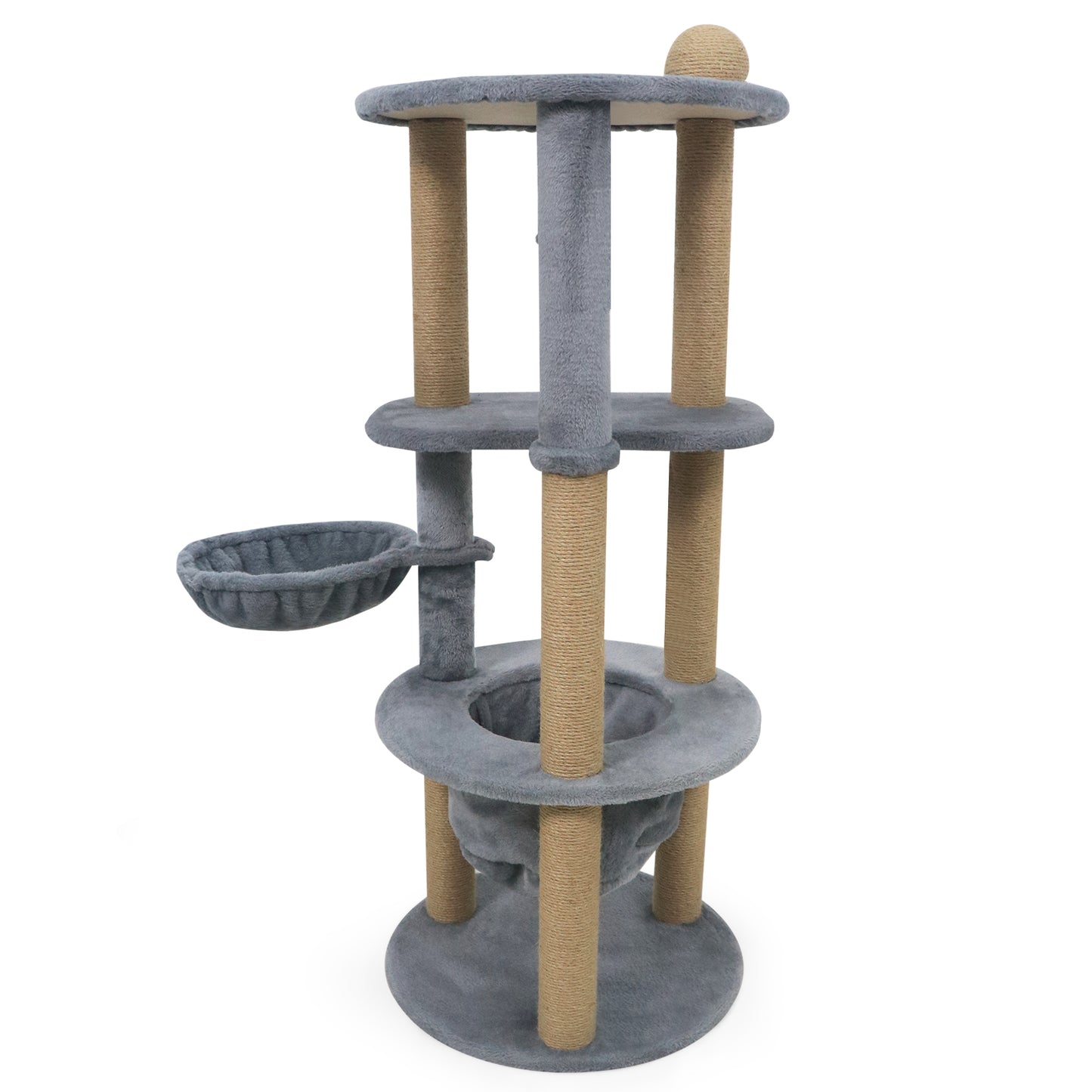 47 Inches Tall Cat Tower with Cat Nest and Scratching Posts, Gray Cat Trees Condos & Scratchers at Gallery Canada