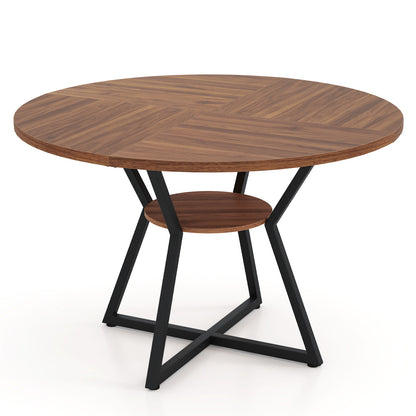 47" Round Dining Table for 4 with Storage Shelf, Brown Dining Tables at Gallery Canada