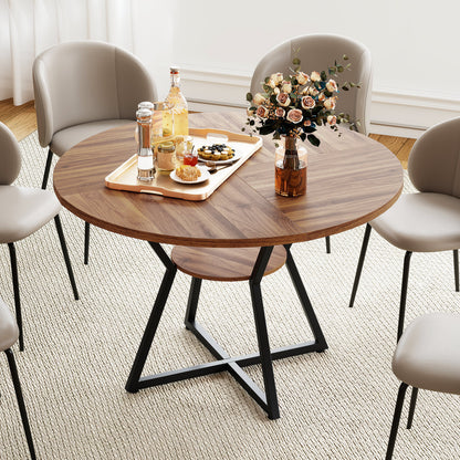 47" Round Dining Table for 4 with Storage Shelf, Brown Dining Tables at Gallery Canada