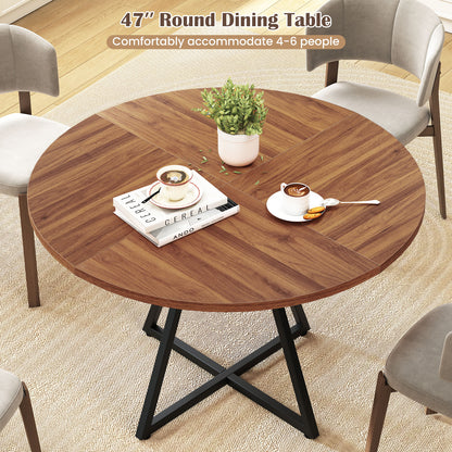 47" Round Dining Table for 4 with Storage Shelf, Brown Dining Tables at Gallery Canada