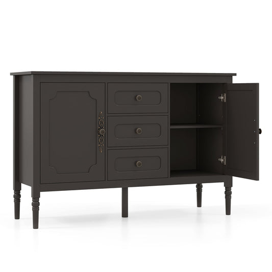 47" Vintage Buffet Cabinet, 3 Drawers, 2 Cabinets, Brown Sideboards Cabinets & Buffets Brown at Gallery Canada
