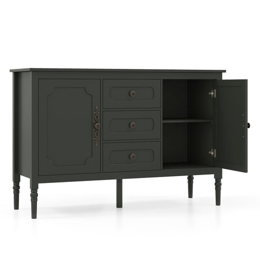 47" Vintage Buffet Cabinet, 3 Drawers, 2 Cabinets, Green Sideboards Cabinets & Buffets Green at Gallery Canada