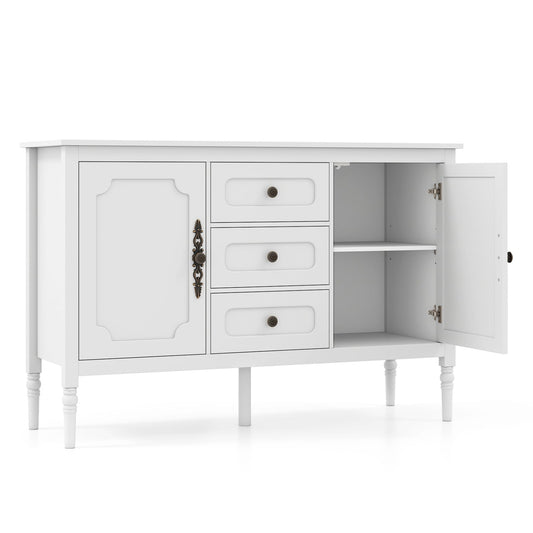 47 Vintage Buffet Cabinet, 3 Drawers, 2 Cabinets, White Sideboards Cabinets & Buffets White at Gallery Canada