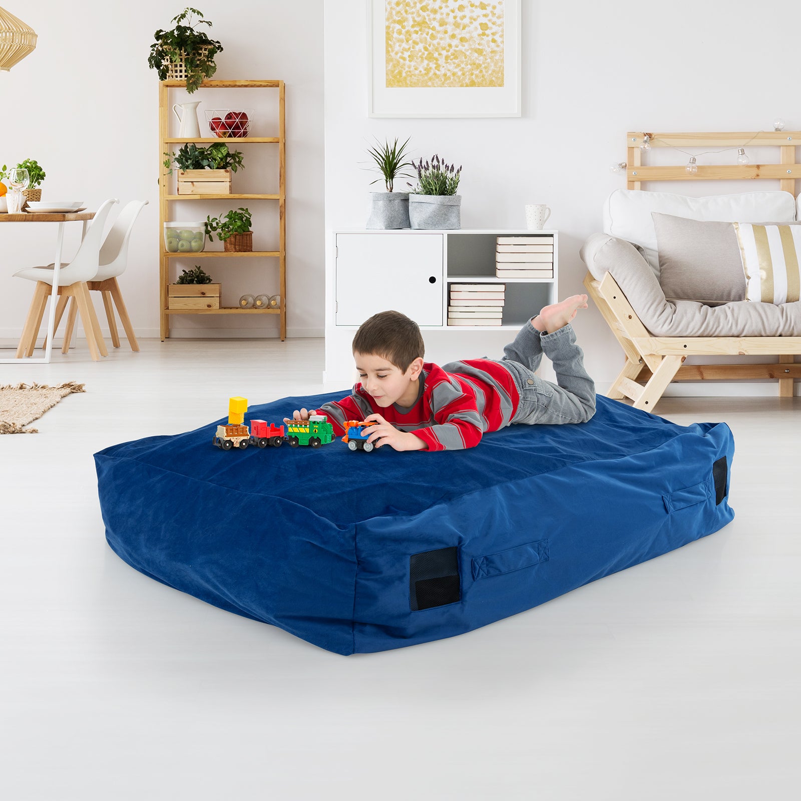 47 x 35.5 Inch Crash Pad Sensory Mat, With Foam Blocks And Washable Cover, Blue Outdoor Play at Gallery Canada