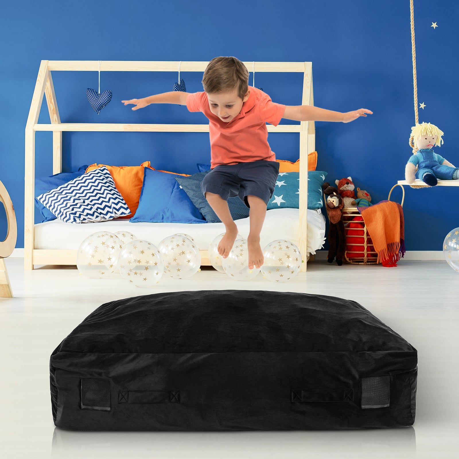 47 x 35.5 Inch Crash Pad Sensory Mat with Foam Blocks and Washable Cover, Black Outdoor Play at Gallery Canada
