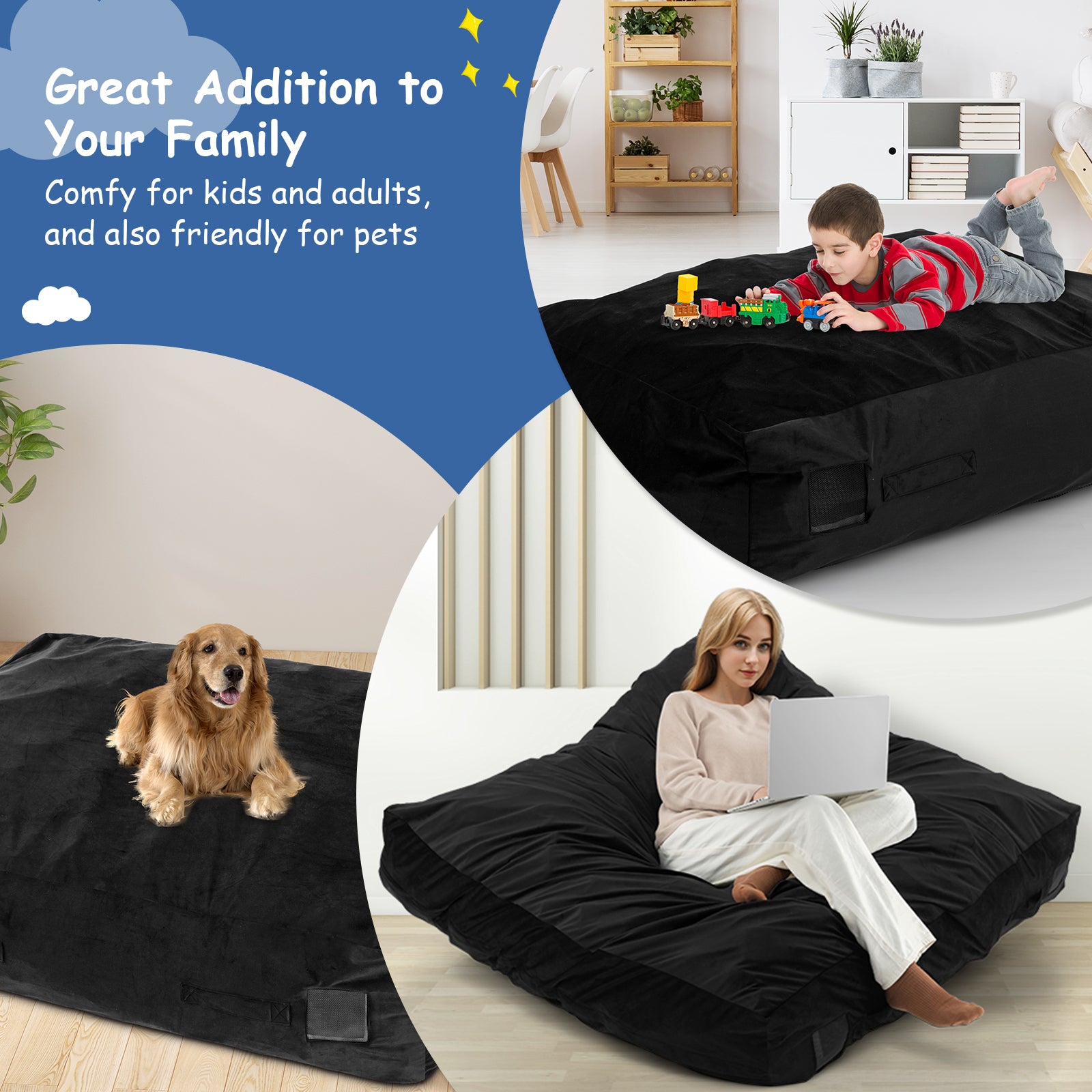 47 x 35.5 Inch Crash Pad Sensory Mat with Foam Blocks and Washable Cover, Black Outdoor Play at Gallery Canada