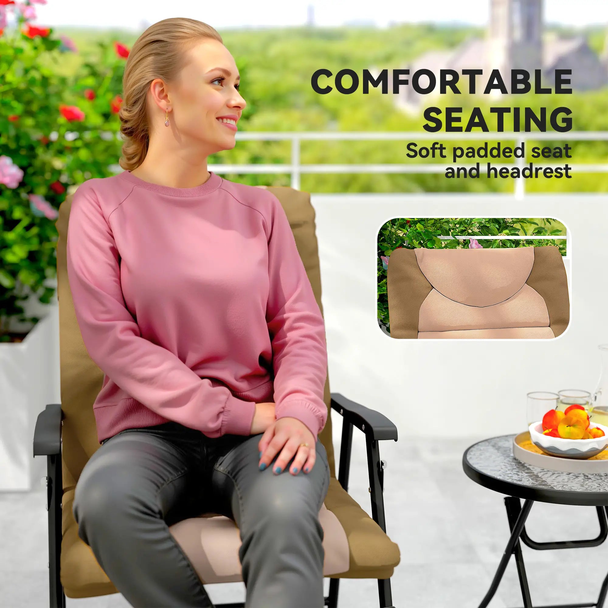 3-Piece Foldable Rocking Chair Set, Light Brown Outdoor Rocking Chairs at Gallery Canada