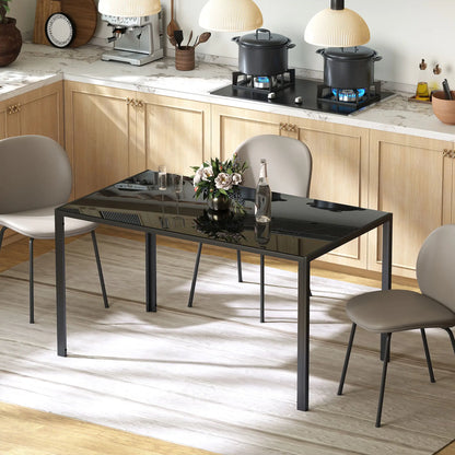 Rectangular Kitchen Table For 4 People, Tempered Glass Tabletop, Black Dining Tables at Gallery Canada