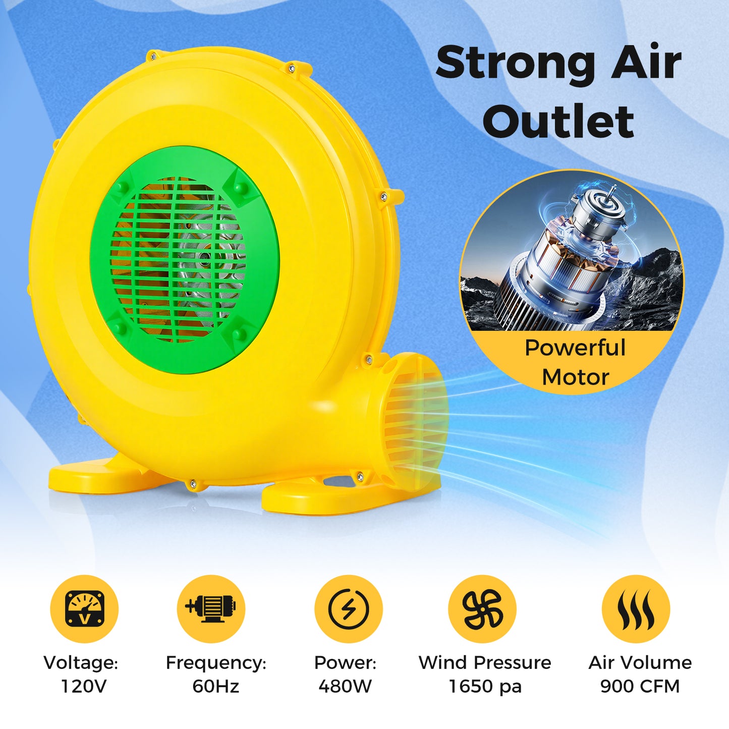 480W Bounce House Blower with Handle and Ground Stakes Air Blowers at Gallery Canada