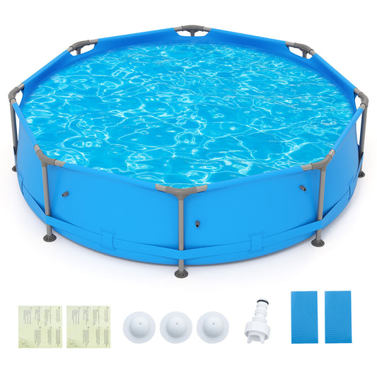 690/978/1158/1617 Gal Outdoor Family Swimming Pool with Metal Frame-10 x 10 ft, Blue Swimming Pools Blue at Gallery Canada
