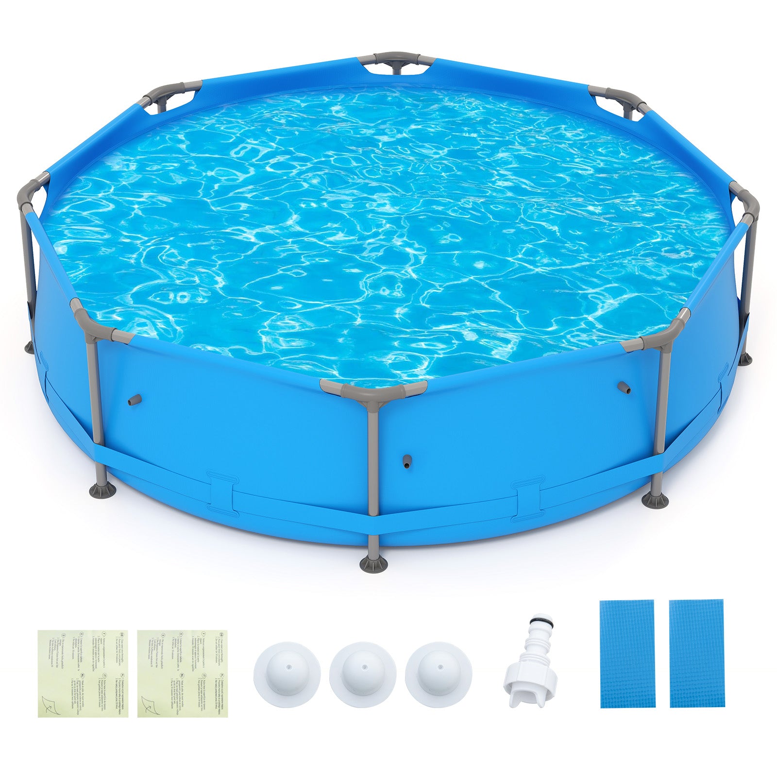 690/978/1158/1617 Gal Outdoor Family Swimming Pool with Metal Frame-10 x 10 ft, Blue Swimming Pools at Gallery Canada