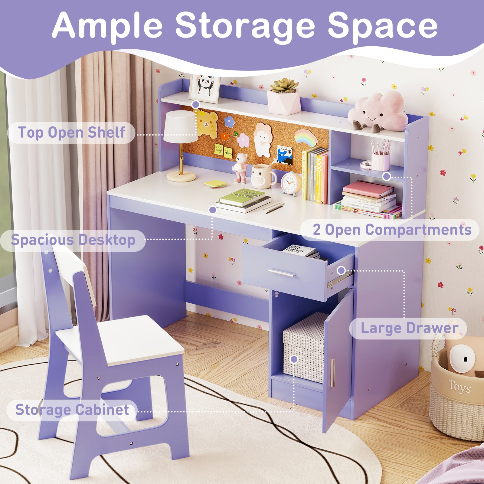 Kids Study Desk and Chair Set Student Table and Chair, Purple Kids Table & Chair Sets at Gallery Canada