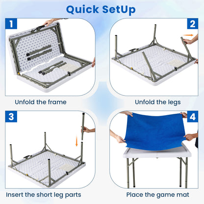 35 Inch 4 Player Game Card Folding Mahjong Table with Cup Holders, Navy Game Room at Gallery Canada
